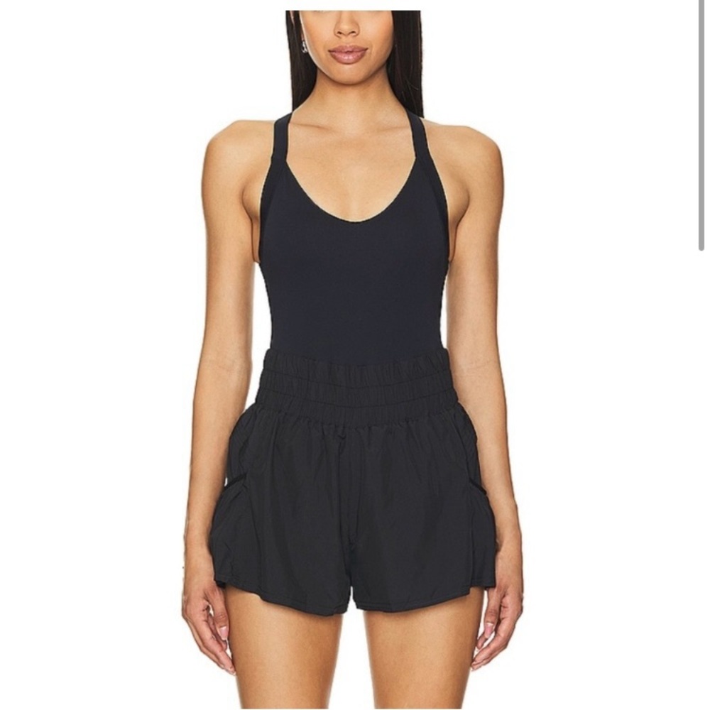 Free People Athletic Romper Color Black Size Large